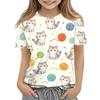Kids Animal Print Short Sleeve T Shirt Casual Loose Fit Round Neck Top Soft Comfortable Fabric Suitable for Everyday Wear