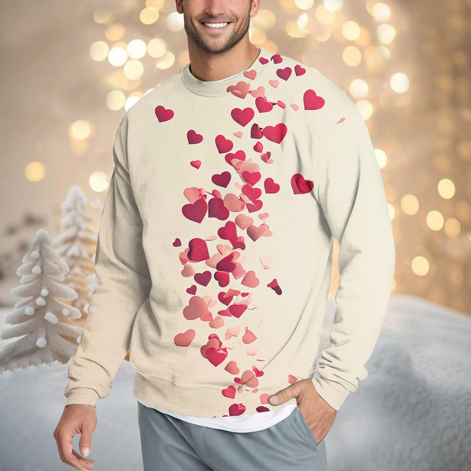 

Men s Casual Fashion Comfortable Valentine s Day Neck Pullover Sweatshirt Sweatshirt XL кавун червоний колір