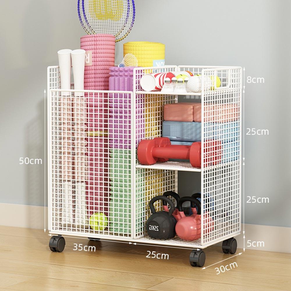 Metal Yoga Mat Storage Basket with Wheels Multi-layer Home Storage Shelf Fitness Equipment Storage Rack Home Storage белый