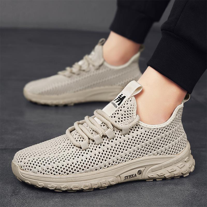 

Мужская летняя сетчатая дышащая обувь 2025 года, новая износостойкая спортивная повседневная обувь из полой сетки, легкая уличная обувь 39 бежевый