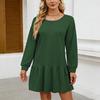 Women's Cross Neck Long Sleeve Sweatshirt Dress Casual Loose Fit Lounge Wear Hoodie Dress