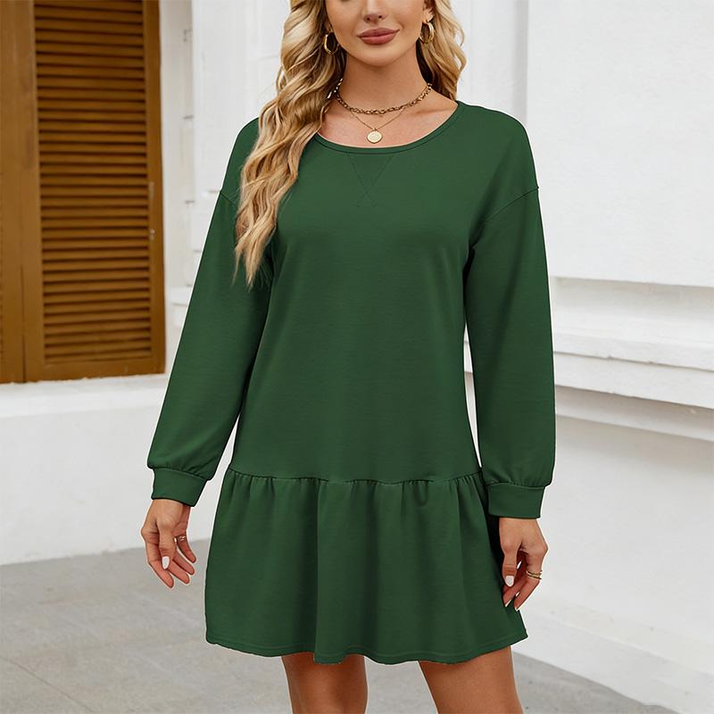 Women's Cross Neck Long Sleeve Sweatshirt Dress Casual Loose Fit Lounge Wear Hoodie Dress
