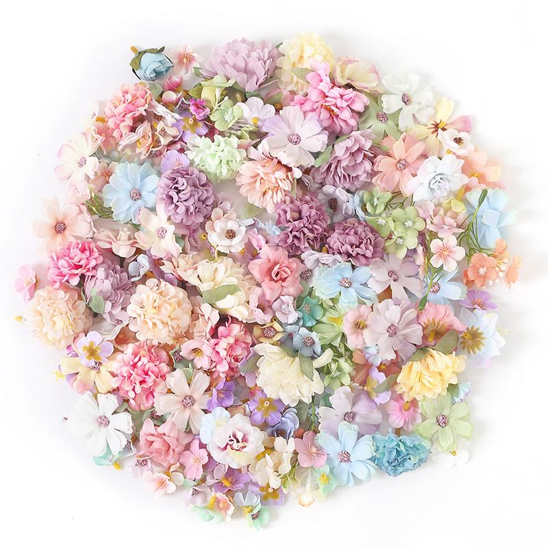 

20/50Pcs Mini Random Mix Artificial Flowers Silk Fake Flowers for Home Decor Wedding Decoration Bride DIY Craft Gifts Accessory 20Pcs