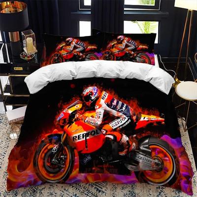 Motorcycle Rider Bedding Set Boys Girls Twin Queen Size Duvet Cover Pillowcase Bed Kids Adult Fashion Home Textileextile