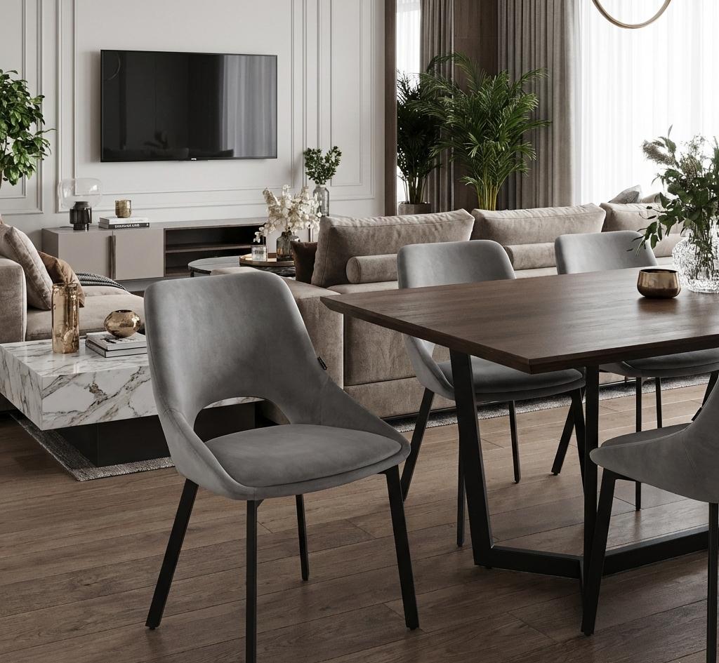 SIENA upholstered chair, gray velvet