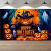1pc Halloween Background Banner - Horror Forest Theme with Designs of Pumpkins, Bats and Ghostszyc