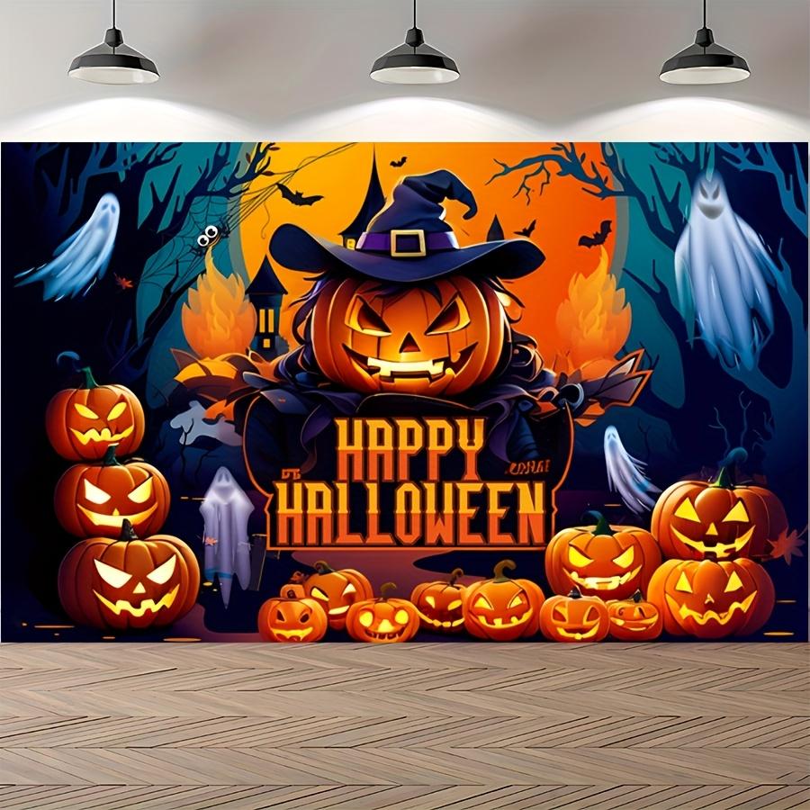 1pc Halloween Background Banner - Horror Forest Theme with Designs of Pumpkins, Bats and Ghostszyc