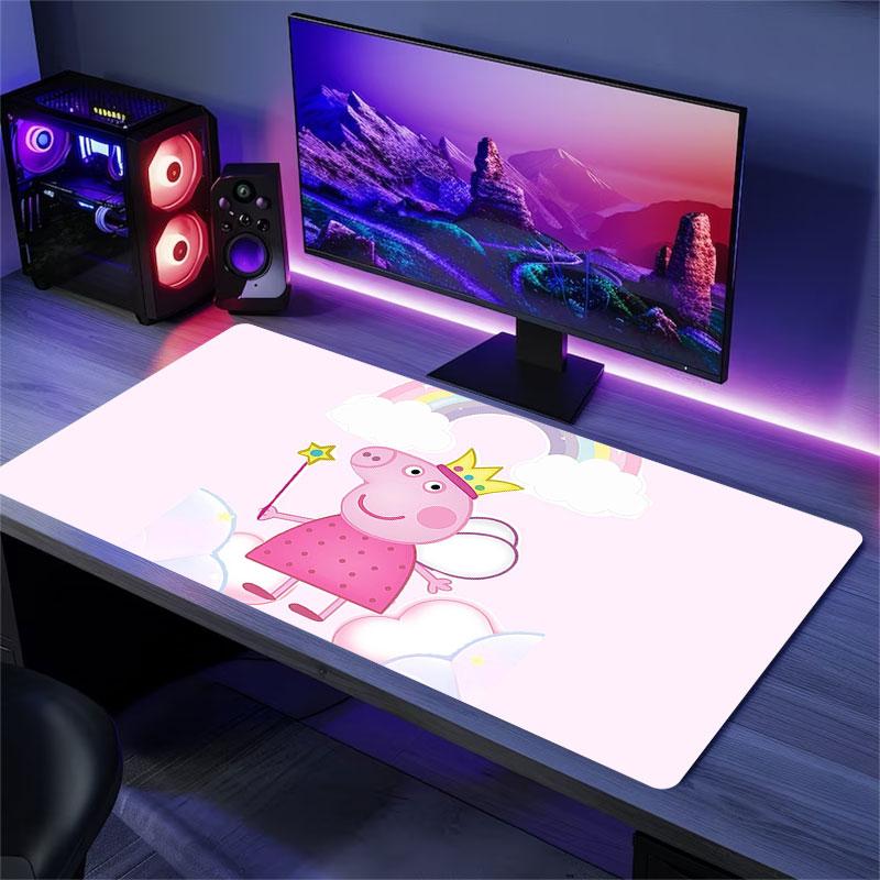 Peppa Mouse Pad, Large Gaming Desk Mat, Non-slip XXL Mousepad for Laptop & Tablet, Mini PC Playmat with Stitched Edges