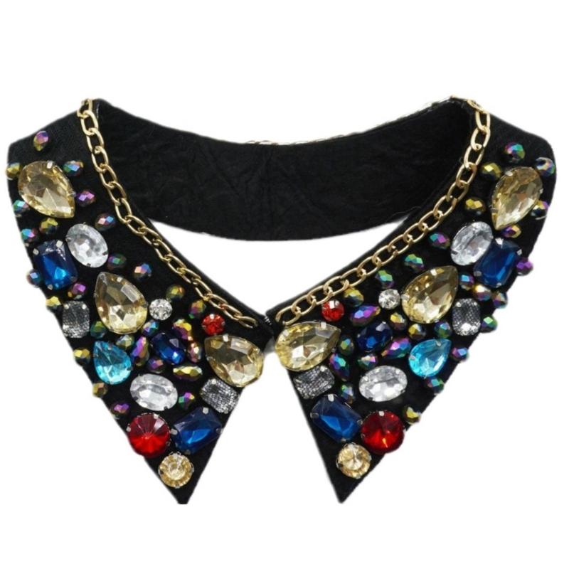 Metal Studded False Collar for Women Girl Detachable Collar Lapel Blouse Top Clothing Accessory Casual Decorative Collar