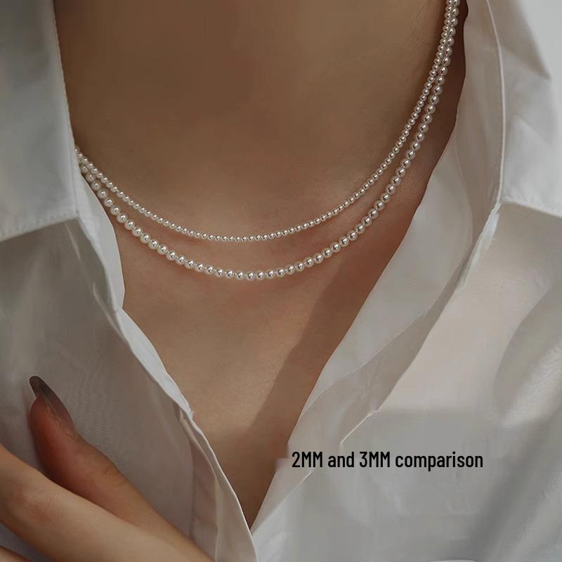 High-Gloss Mother-of-Pearl Necklace: Women's Exquisite, Durable, Strong Light Baby Rice Beads Clavicle Chain