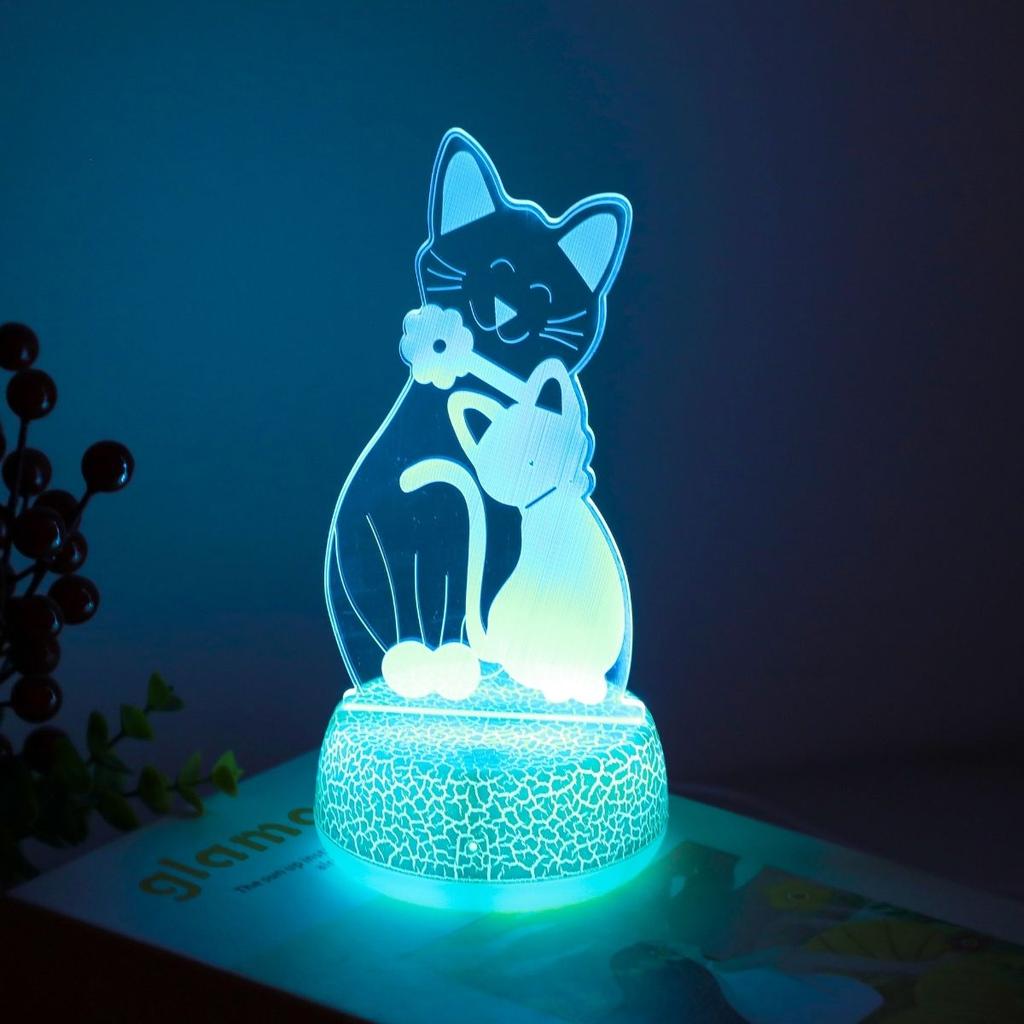 1pcCat 3D Colorful Night Light LED Desk Lamp 7&3 Colors Room Decoration Night Light Birthday Halloween Children's Christmas Gift