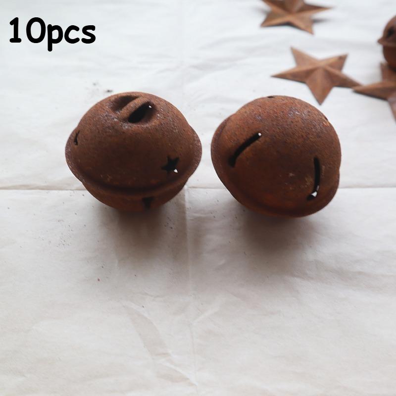

10pcs rust bells DIY handmade metal retro old bells Christmas holiday pendant hanging decoration for garden tray vase filling