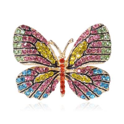 Spilla a forma di animale dei cartoni animati, spilla a farfalla con strass in lega, spilla di alta qualità, spilla con accessori per abbigliamento e temperamento