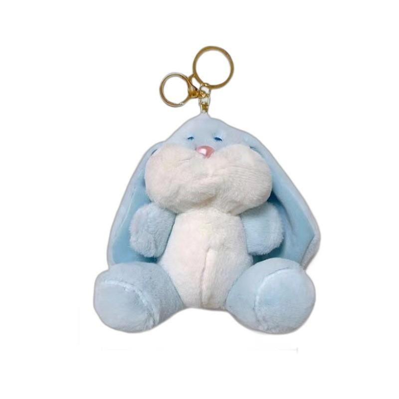 Adorable Plush Bunny Keychain Soft Cartoon Rabbit Bag Charm Doll With Pp Cotton Filling