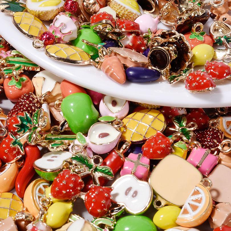 5/24pcs Cake Coffee Food Pendant Enamel Chilli/Strawberry/Cherry Charms For Jewelry Making Bulk DIY Bracelets Necklace Pendants