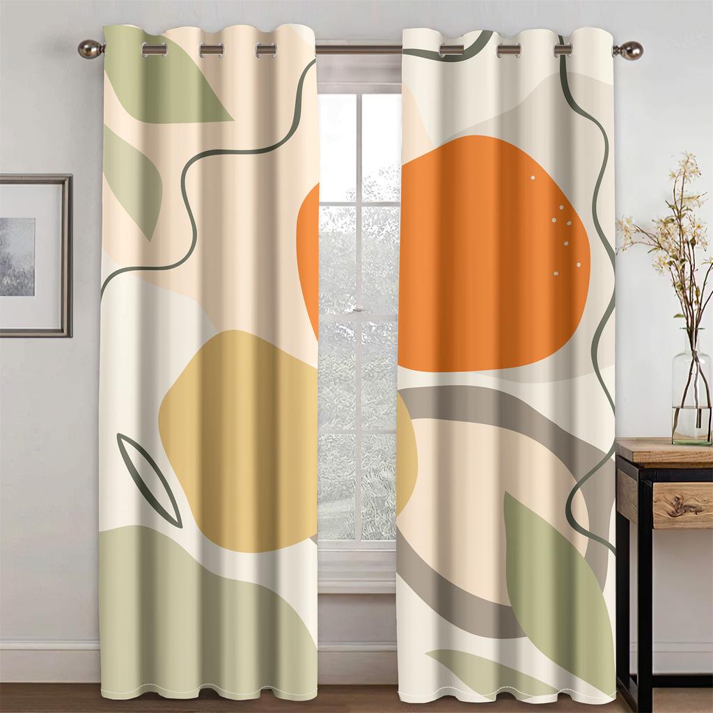 Abstrakte Geometrische Böhmische Kunst Graffiti Morandi Lichtfilternde Vorhänge Fenstergardinen für Wohnzimmer Schlafzimmer Dekor 2 Stück