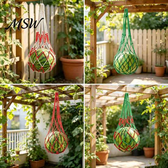 Heavy Duty Melon Hammock 10Pcs Watermelon Sling Nets, Weatherproof Reusable Holder Durable Polyester Fruit Mesh, Support Hammocks for Cantaloupe