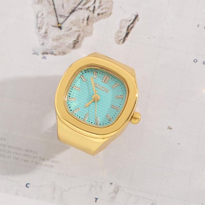 Anelli Orologio da Dito Vintage Y2K per Donne Uomini Orologio al Quarzo Mini Orologio Coppia Punk Cinturino Elastico Anello Orologio Mini Regalo