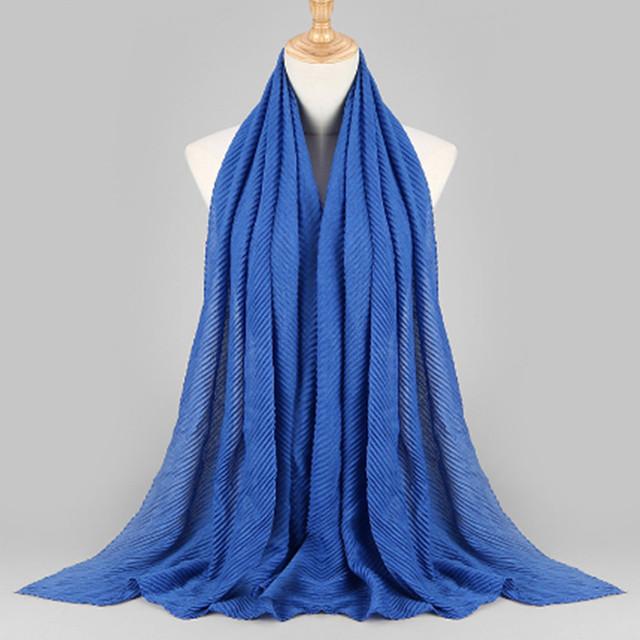 HongBiTu Frauen Reine Farbe Schal Wrap Schal Stola Falten Streifen Hals Wraps Islam Muslim WJ005