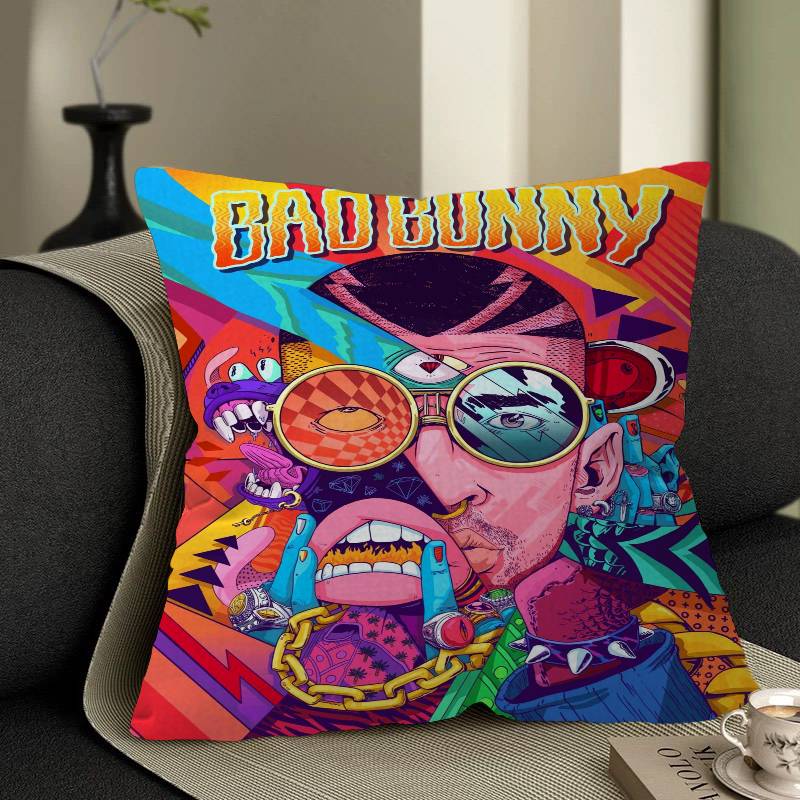 

Singer BBad BBunnyS Cushion Cover Polyester Sofa Cushions Decorative Throw Pillows Home Decoration Pillowcover 30X30cm