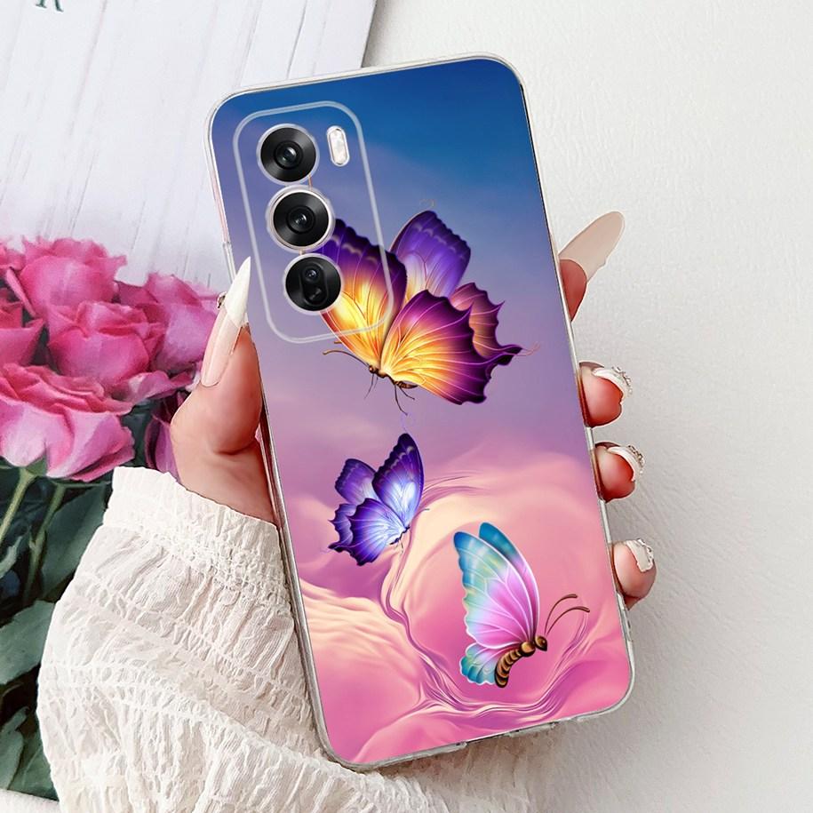 For OPPO Reno12 Pro 5G Case CPH2629 Cover Transparent Silicone Fashion Butterfly Soft Case For Reno 12 CPH2625 Reno 12Pro Fundas