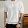 INCERUN Übergroße Herren Umlegekragen Kurzarm Textur Lässige T-Shirts Tops