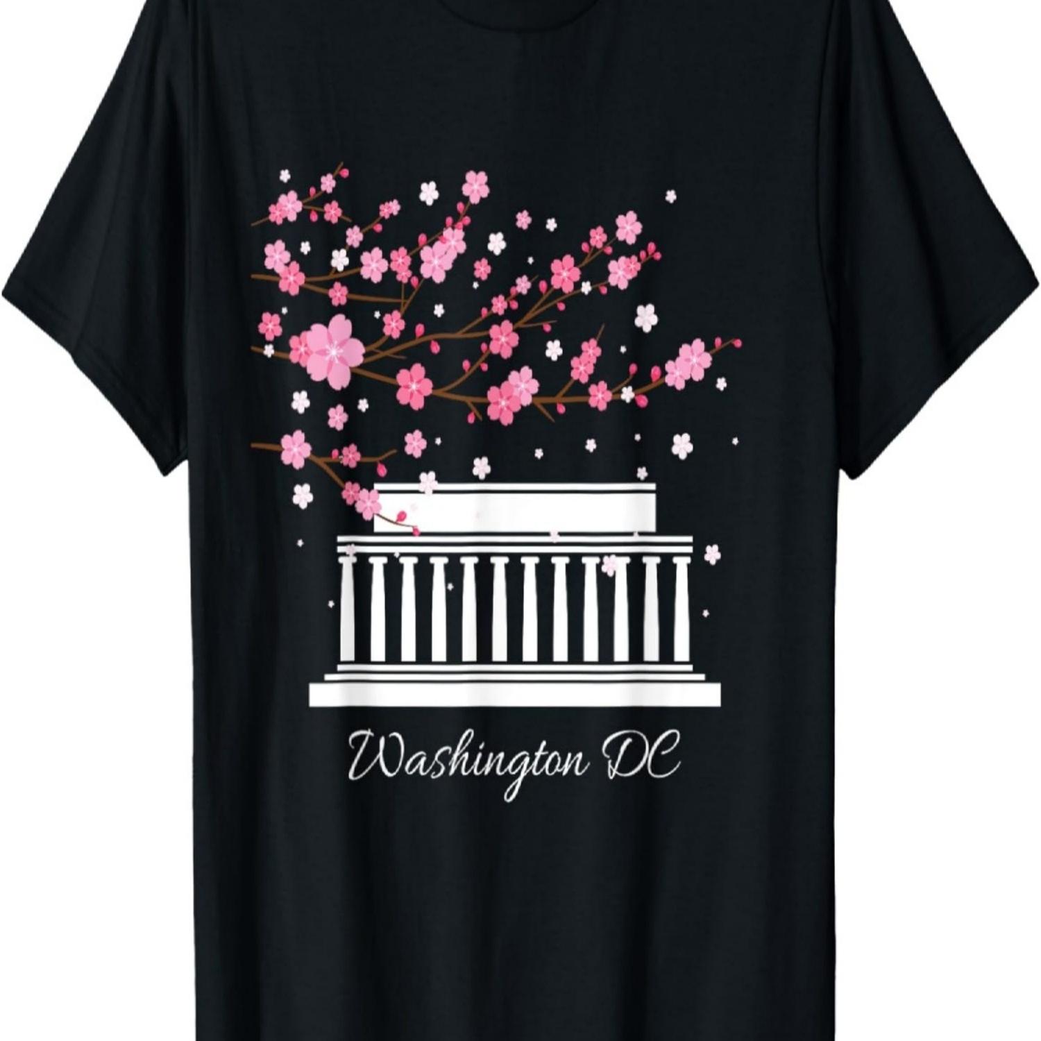 Washington DC Lincoln Memorial Cherry Blossoms T-shirt T-Shirt S