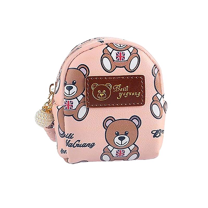 Cute Cartoon Bear Coin Purse Keychain For Girls Kawaii Mini Wallet Credit Card Holder Backpack Pendant