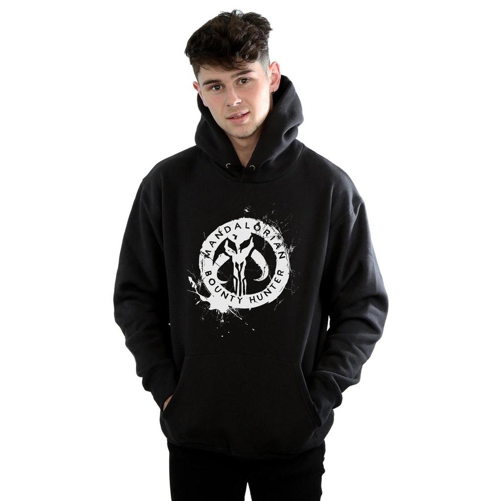 STAR WARS Herren-Kapuzenpullover „The Mandalorian Bounty Hunter“ mit Splatter-Schädel