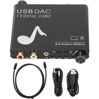 192kHz Digitálně-analogový převodník 24-bitový Stereo LR RCA o Adaptér s Hlasitostí a Basy