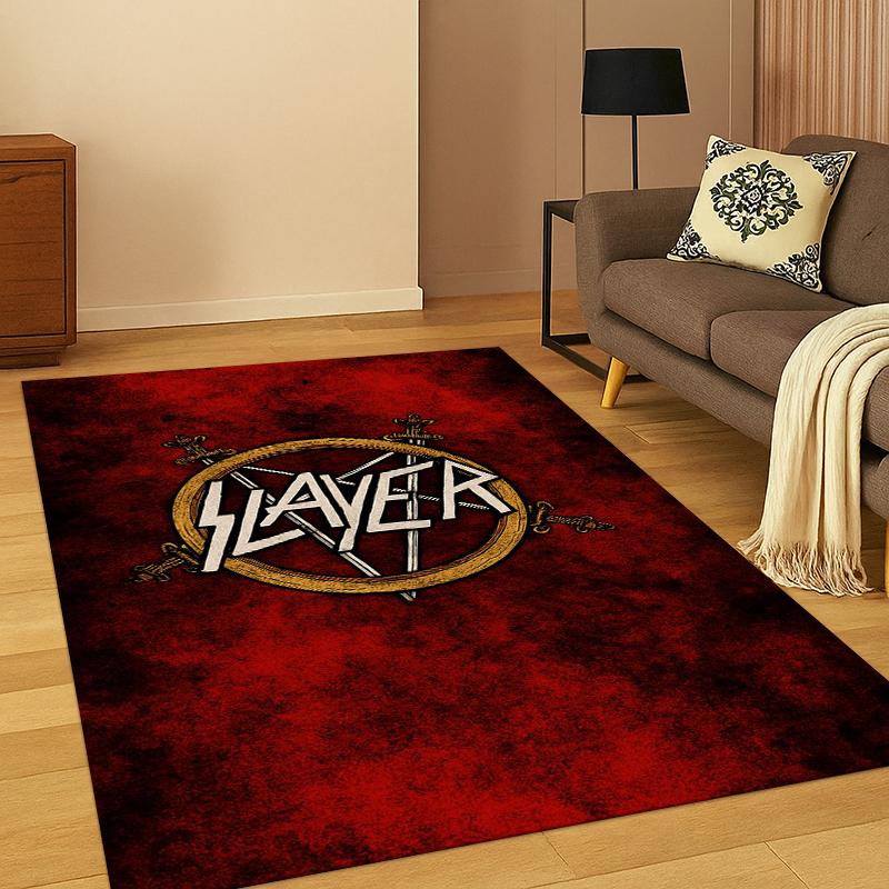 

3D Slayer Heavy Metal Rcck Band Sign Carpet Rug for Bedroom Living Room Sofa Doormat Home Decor,Kid Game Area Rug Non-slip 40x60cm