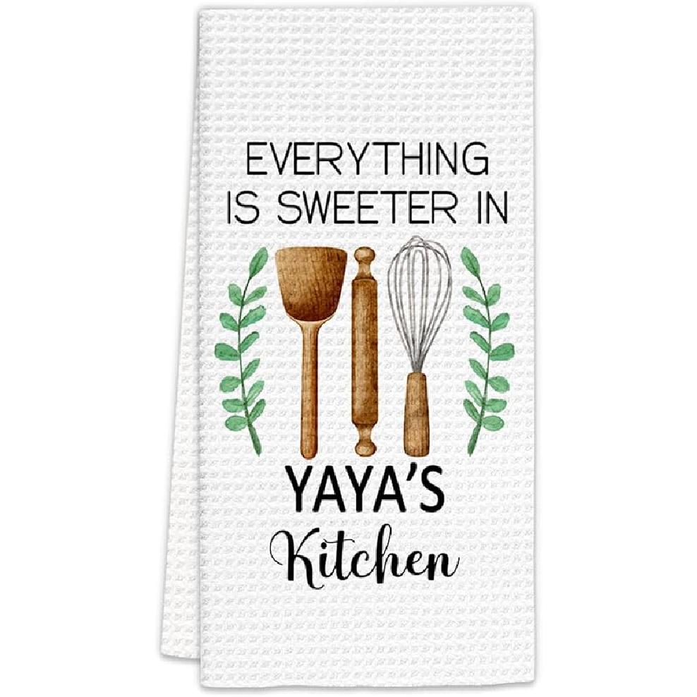 Yaya Gifts Kitchen Towels, Gifts for Yaya Grandma Decorative Dish Towels, Grandma YayaGifts from Grandkids Hand Towels for Kitchen, Everything is Yaya