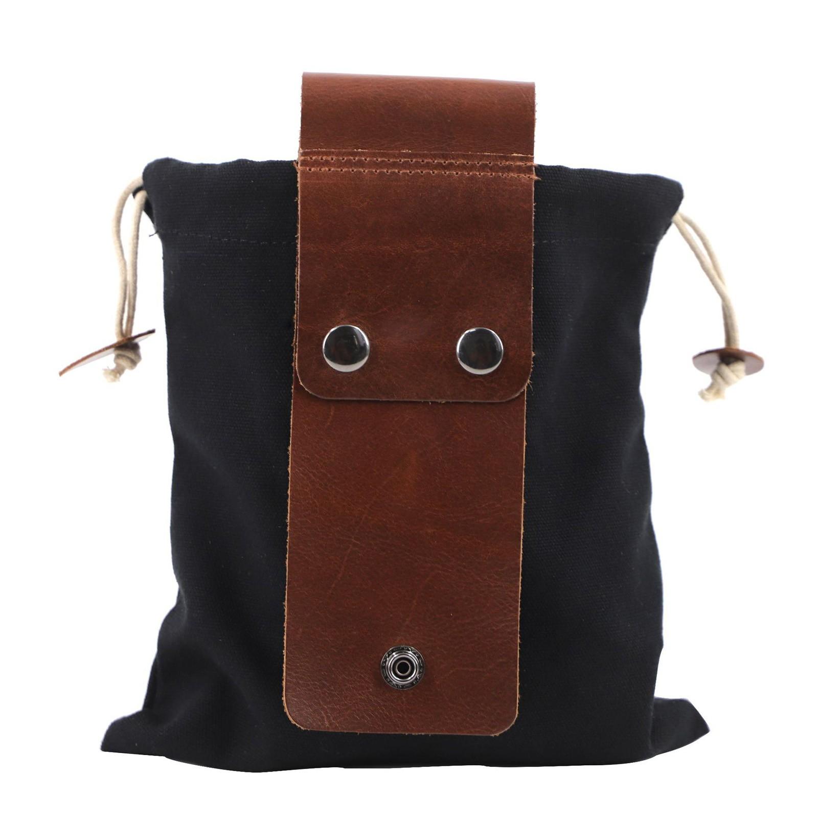 Multifunction Leather Foraging Bag,Outdoor Florist Tool Belt Leather Tool Bag чёрный