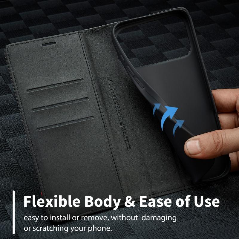 Carbon Fiber PU Leather Wallet Phone Case For iPhone 17 Air 16 15 14 13 12mini 11 XS Pro Max XR SE 8 7 Plus Book Holder Cover