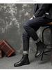 Men's Black Leather High-Top Martin Boots, Large Size, Warm Cotton Lining for Outdoor Work In Autumn and Winter