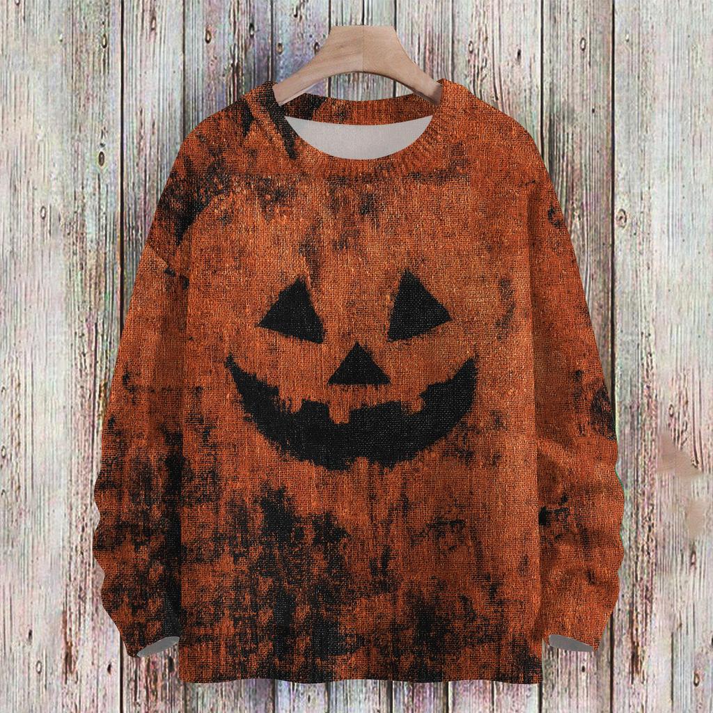 Ladies' Fashionable Casual Long Sleeved Christmas Printed Round Neck Knitted Yarn