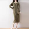 Women Sweater Dress 100% Wool MODERN NEW SAGA O-neck Knit Long Pullover Winter Jumpers Wool Long Dress Female
