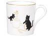 Okura Pottery Black Cat and Child - Auspicious Tale - Mug #2 "Uchide No Kozuchi" (Lucky Mallet) Approx. 320cc Made In Japan 107C/5401-2