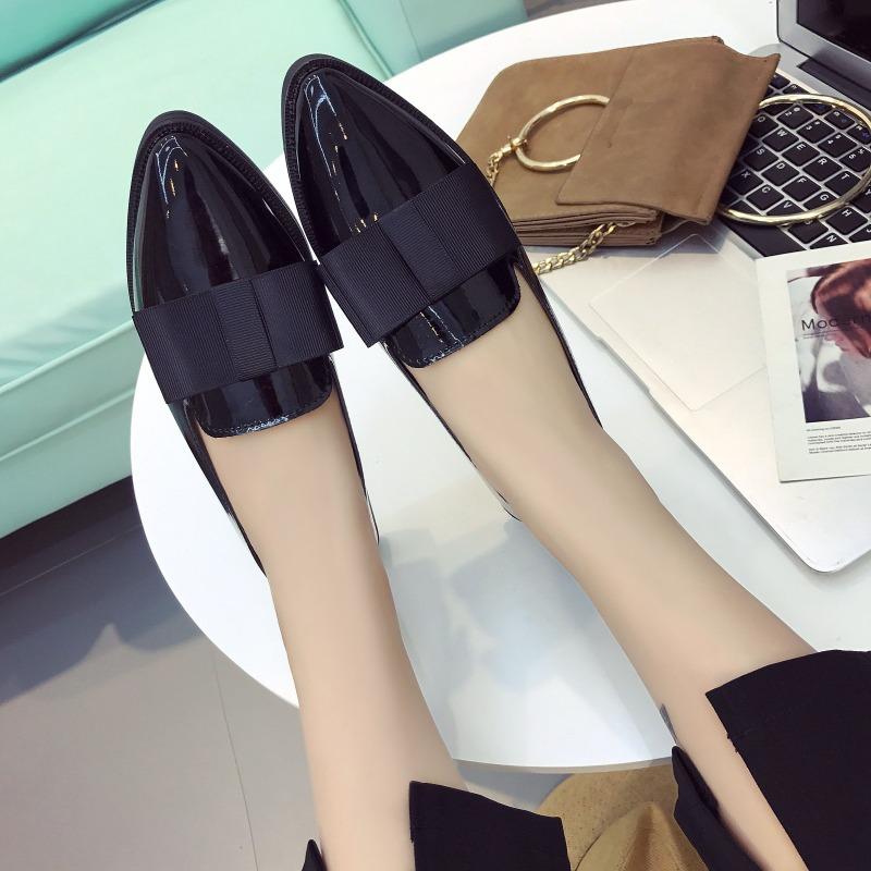 

Повседневные туфли на плоской подошве из искусственной кожи весна/осень 2024 года, горячая распродажа, туфли с острым носком, женские, взрослые, однотонные, с неглубоким бантом, без застежки, с бантом-бабочкой