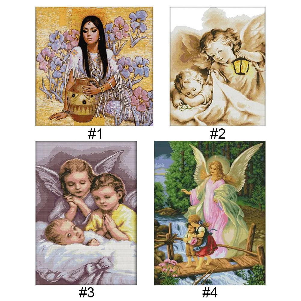 

EY# Полная вышивка Эко-хлопковая нить 14CT Напечатанная Девочка Крестиком Набор Искусство