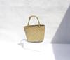 High-End Retro Woven Straw Handbag: Color Block Beach Basket
