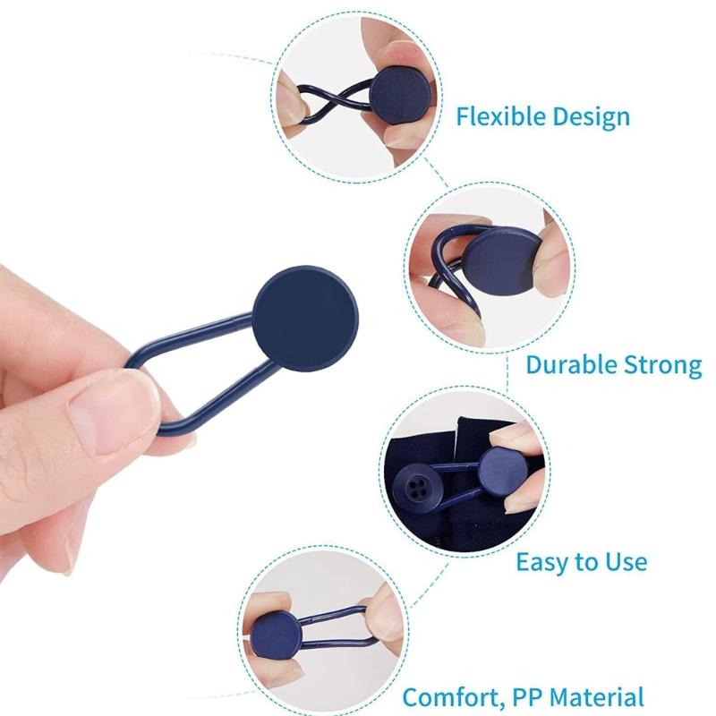 12pc Button Extender for Pants Jeans Shirts Free Sewing Adjustable Retractable Waist Extenders Button Waistband Expander