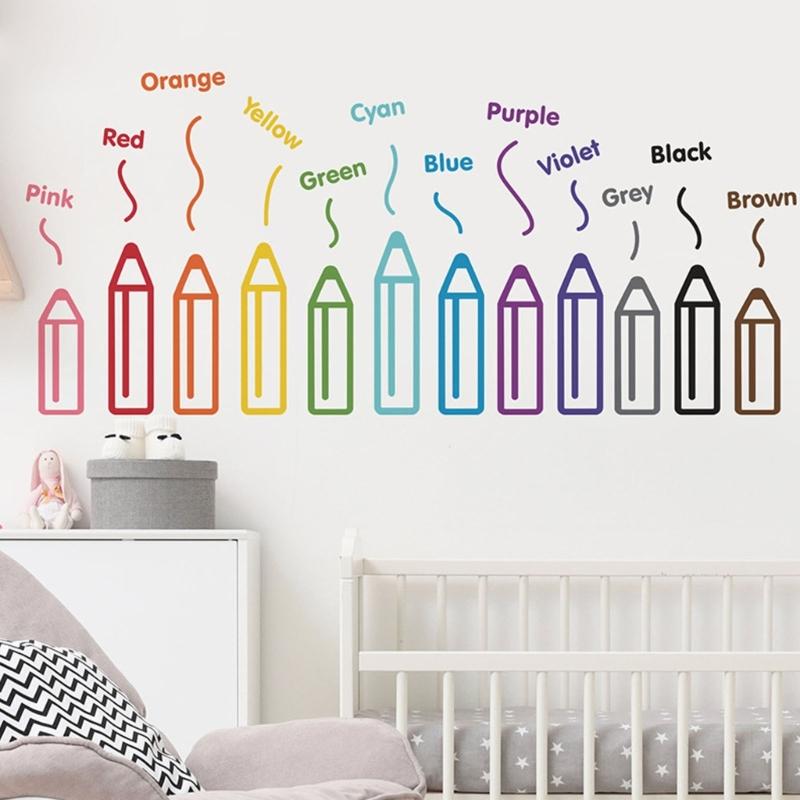 Creative Colorful Pencil Wall Sticker Removable Waterproof PVC Art Decal Upgrades For Living Room Kids Room Homes Decors