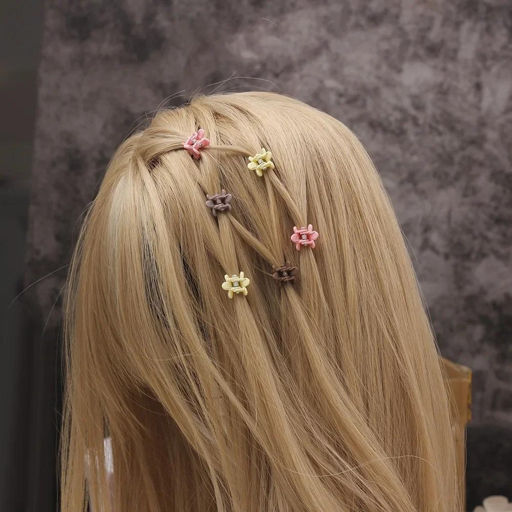 50Pcs Random Color Solid Cute Flower Y2K Compact Hair Claw Lovely Hair Decorate Clips Hairpins Kids Sweet Hair Accessories