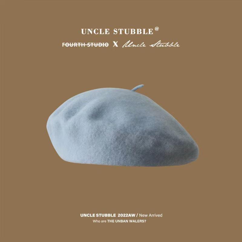 

Высококачественный австралийский шерстяной берет: Анти-пиллинг, корейский стиль, однотонная, ретро-шляпа художника для девочек One Size светло-синий