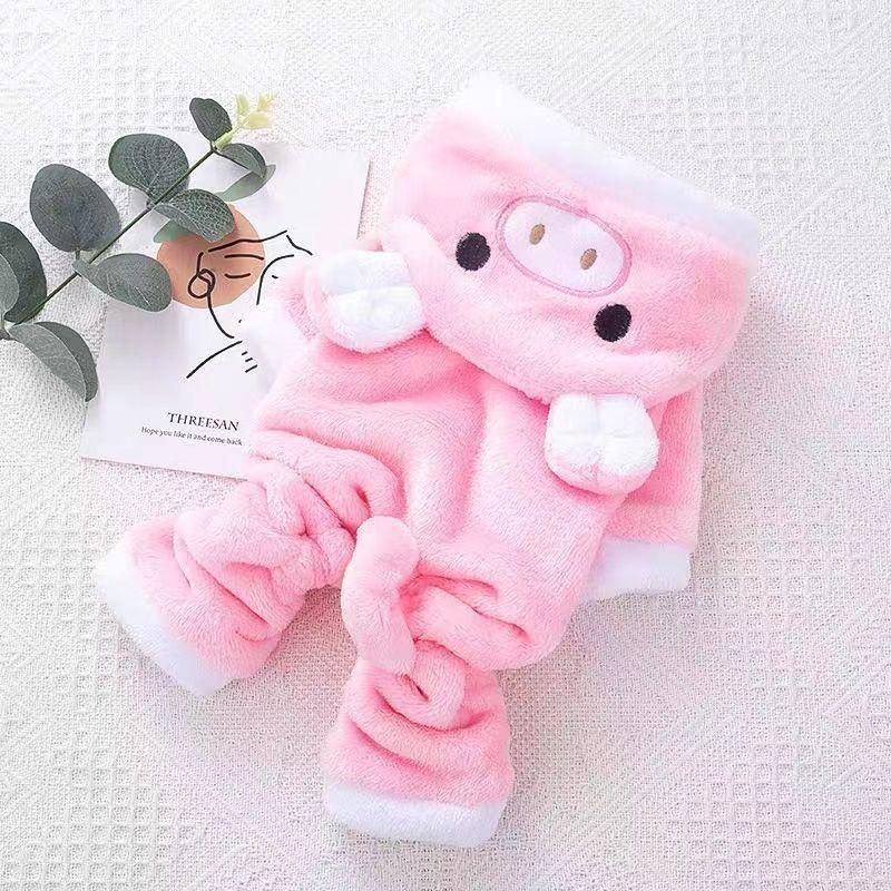 Pig Plush Fleece Costume for Cats & Small Dogs - Autumn/Winter Apparel
