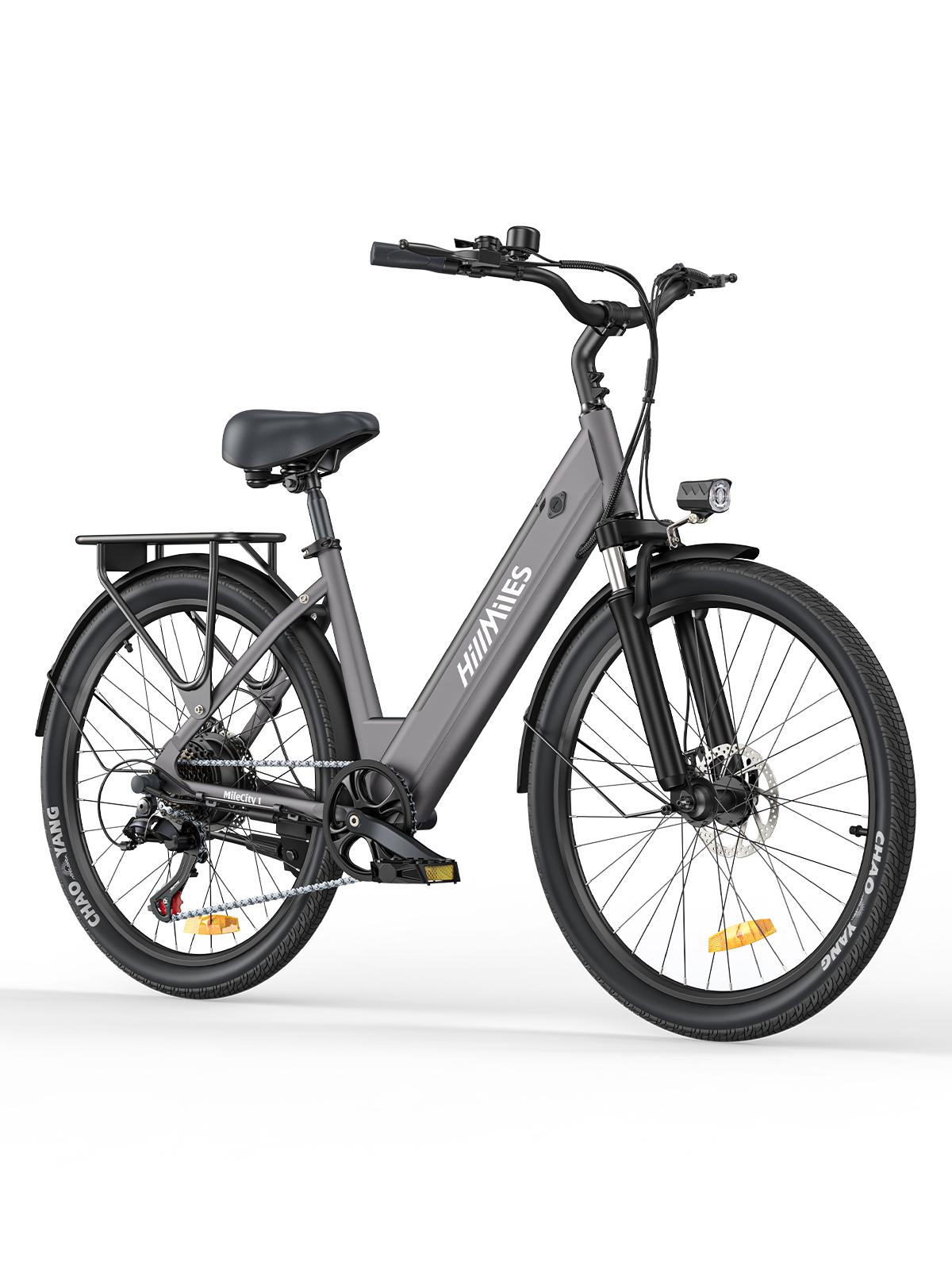 Eleclife Uk Gray Hillmiles Milecity1 36V 13Ah City Electric Bike - 26-Inch, 250W, Shimano 7-Speed, Non-Folding