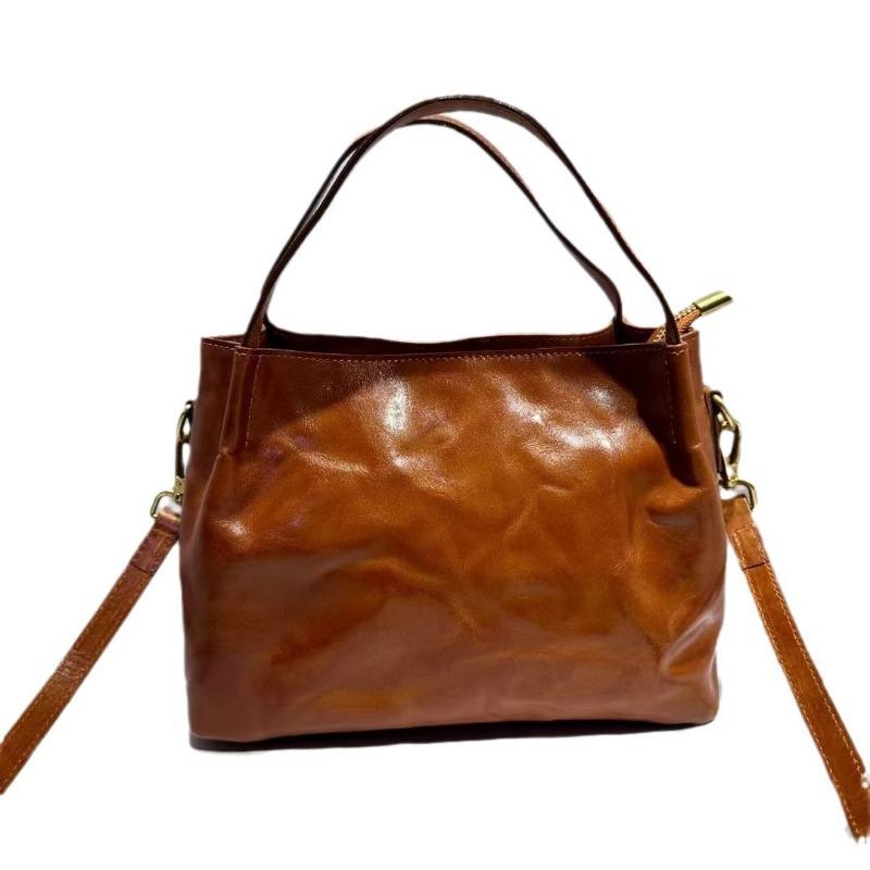 Torba typu crossbody z wierzchnią warstwą garbowanej roślinnie skóry bydlęcej, vintage, oryginalna, damska torba typu tote o pojemności