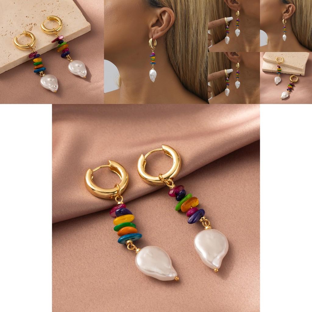 Trendy Geometric Earrings With Colorful Stones And Faux Pearls For Autumn 2023