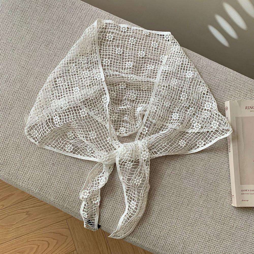 Embroidered Lace Triangle Scarf Transparent Skirt Curtain Simple Embroidered Flower Scarves Travel